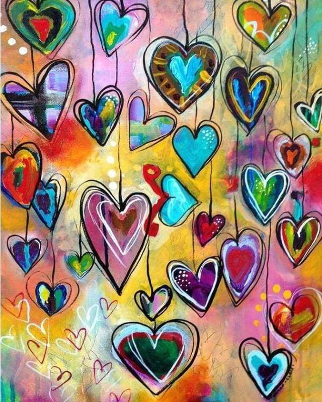 Paint by Numbers Kit Colorful Heart Shape