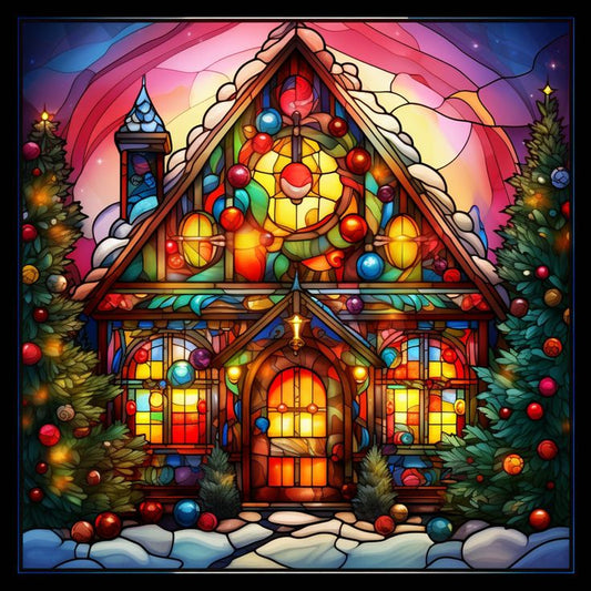 Paint by Numbers Kit Stained Glass Style Christmas