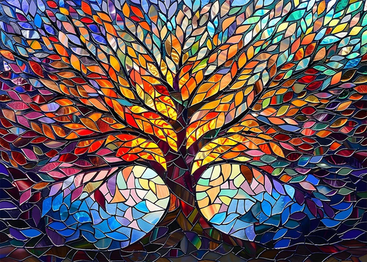 Paint by Numbers Kit Stained Glass Style Tree