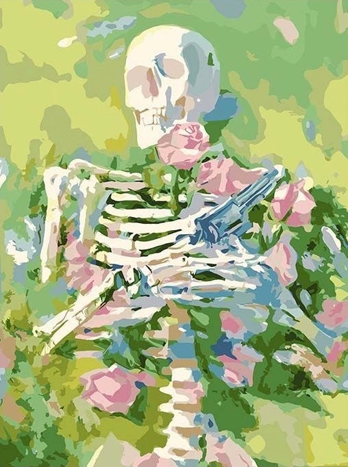 Paint by Numbers Kit Flowers and Skeleton