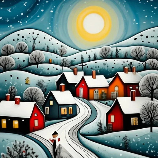 Paint by Numbers Kit Snowy Town