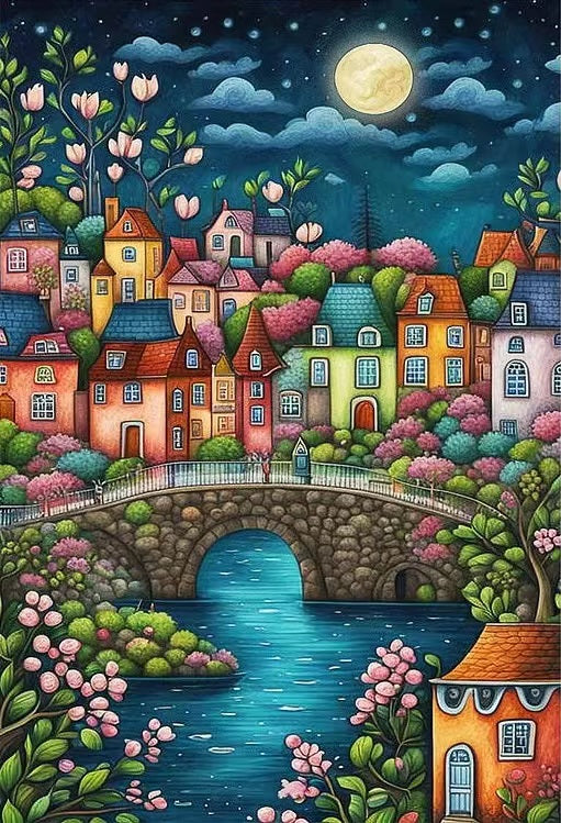 Paint by Numbers Kit Town Night View