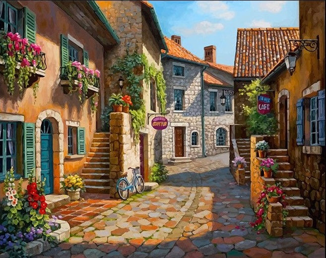 Paint by Numbers Kit Street Scenery