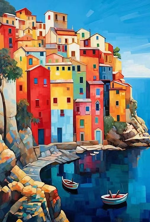 Paint by Numbers Kit Colorful Town