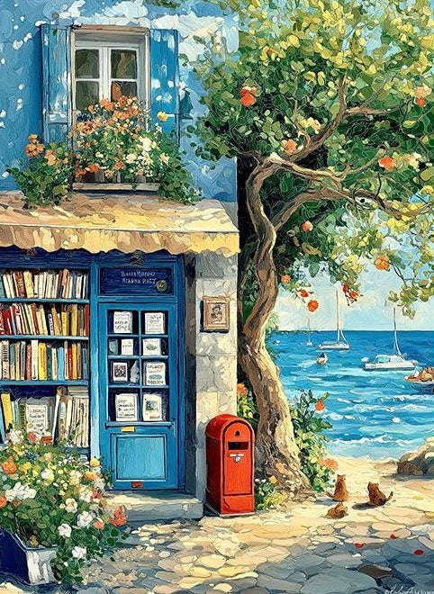 Paint by Numbers Kit Seaside Bookstore