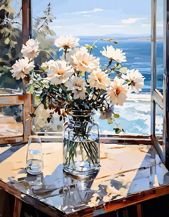 Paint by Numbers Kit Flowers By The Window
