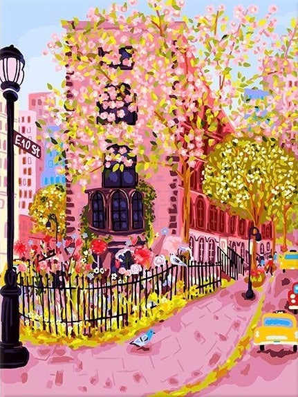 Paint by Numbers Kit Pink Street