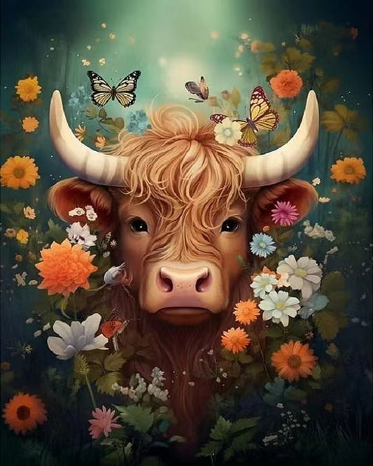 Paint by Numbers Kit Yak Among Flowers