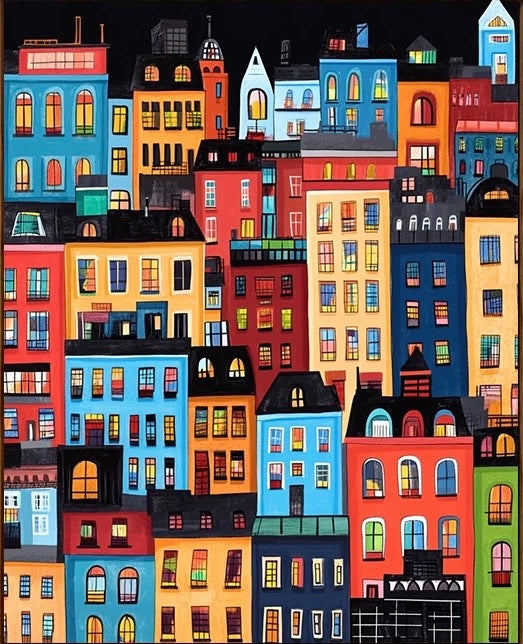 Paint by Numbers Kit Colorful Town