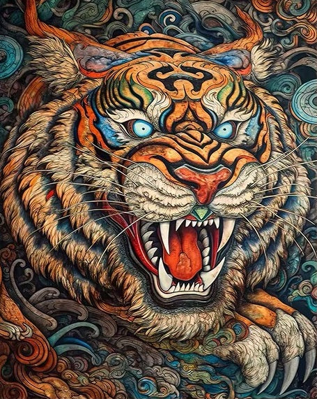 Paint by Numbers Kit Roaring Tiger