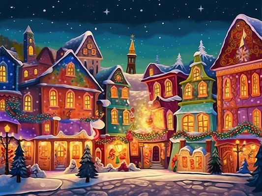 Paint by Numbers Kit Christmas Street Scene