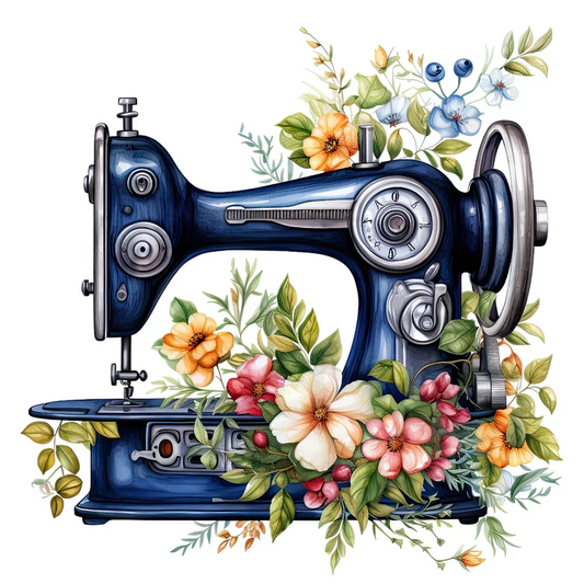 Paint by Numbers Kit Flower Sewing Machine