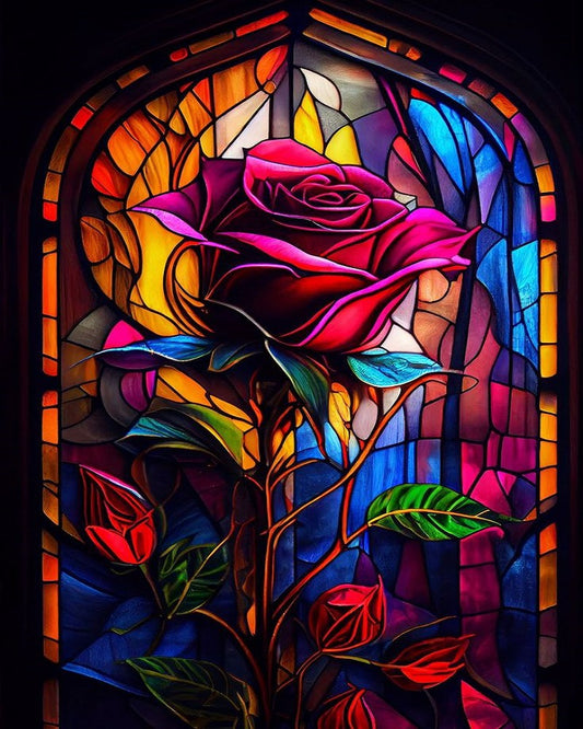 Paint by Numbers Kit Roses In Stained Glass Style