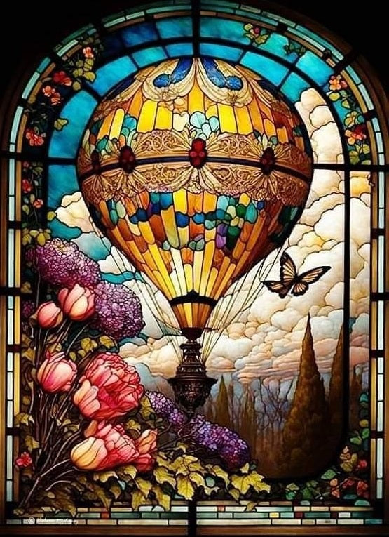 Paint by Numbers Kit Stained Glass Hot Air Balloon