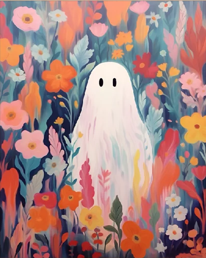 Paint by Numbers Kit Ghost in the Flowers