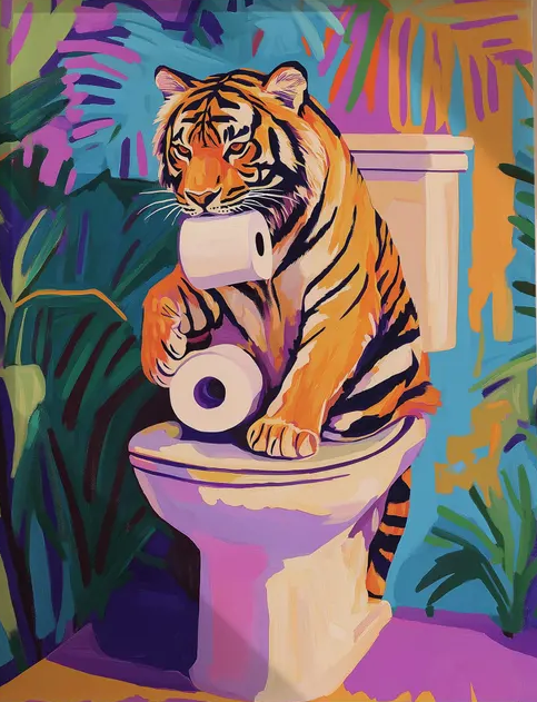 Paint by Numbers Kit Tiger On The Toilet