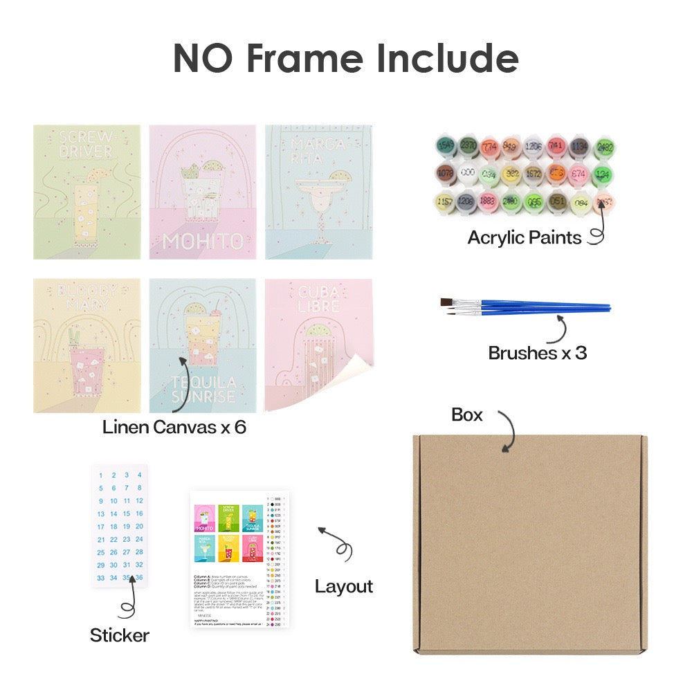 what mini painting by numbers no framed include
