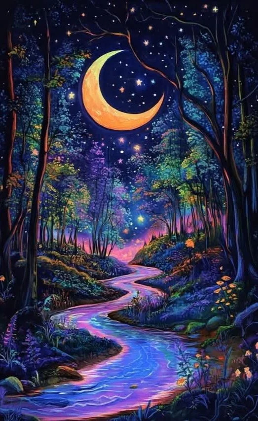 paint by numbers kit abstract moon and forest