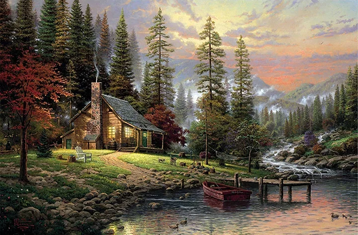 big size paint by numbers kit lakeside villa beautiful scenery