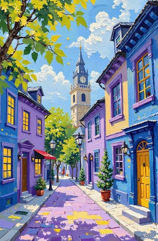 big size paint by numbers kit dreamy purple streets