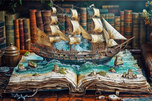 paint by numbers kit fantasy sailboat and book