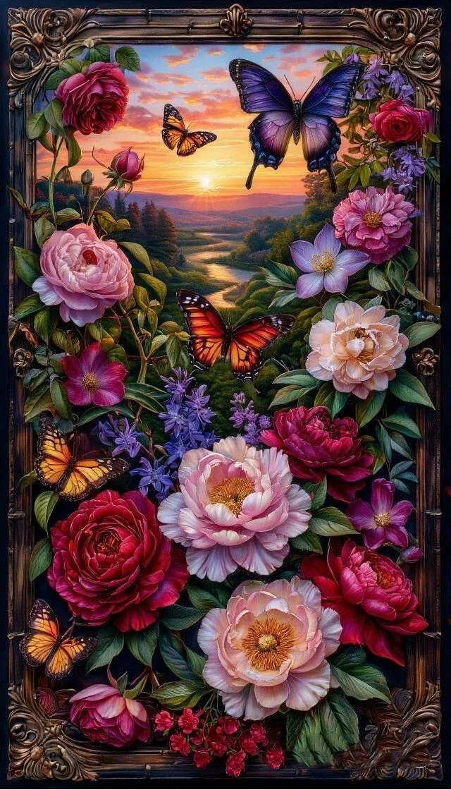 paint by numbers kit flowers and butterflies