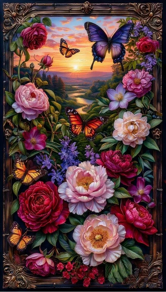 paint by numbers kit flowers and butterflies