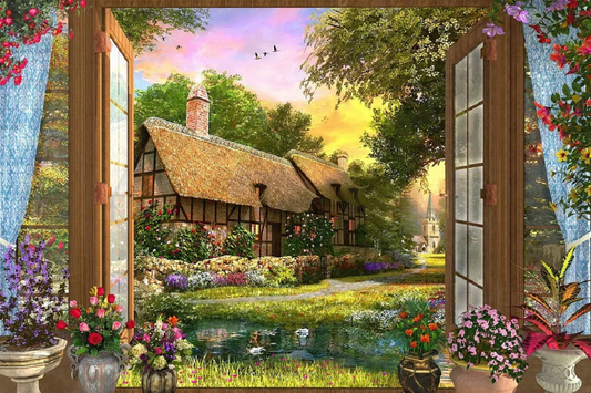 big size paint by numbers kit scenery outside the window