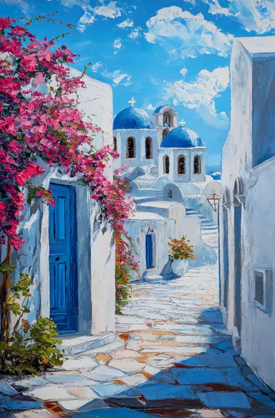 paint by numbers kit seaside town street scene