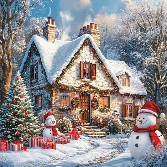 paint by numbers kit snow house and snowman
