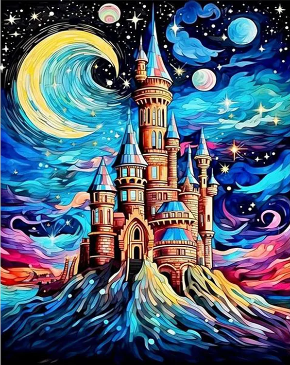 paint by numbers kits abstract colorful castle