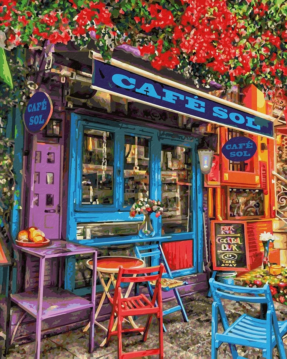 paint by numbers kits beautiful street coffee shop