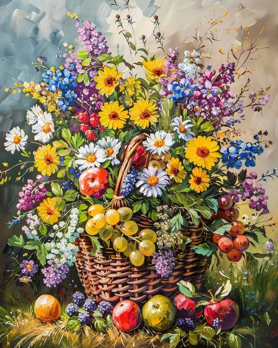 paint by numbers kits flower basket