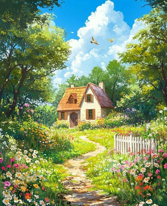 paint by numbers kits house in the forest