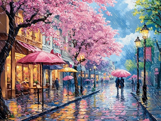 paint by numbers kits pink street scene