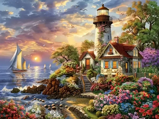 paint by numbers kits seaside lighthouse