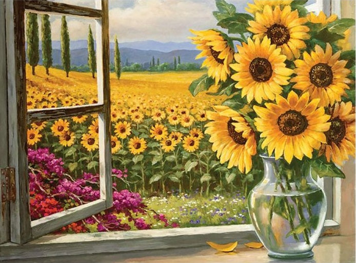Paint by Numbers Kit Sunflowers By The Window