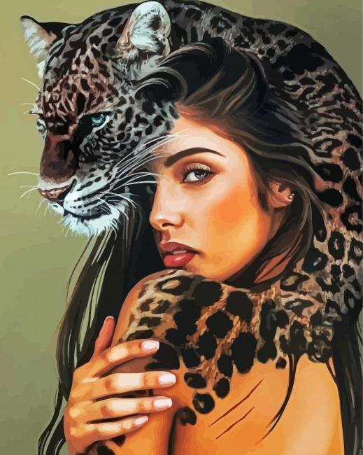Paint by Numbers Kit Woman And Leopard