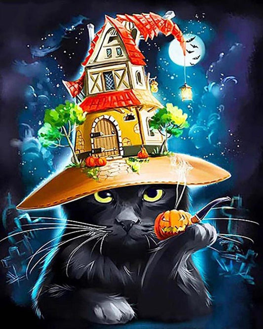 Paint by Numbers Kits Cat wearing witch hat