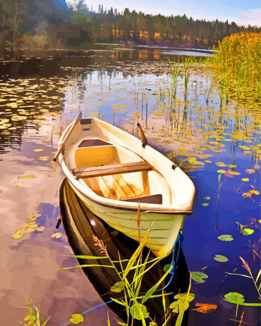 Paint by Numbers Kits Wooden Boat By The Lake