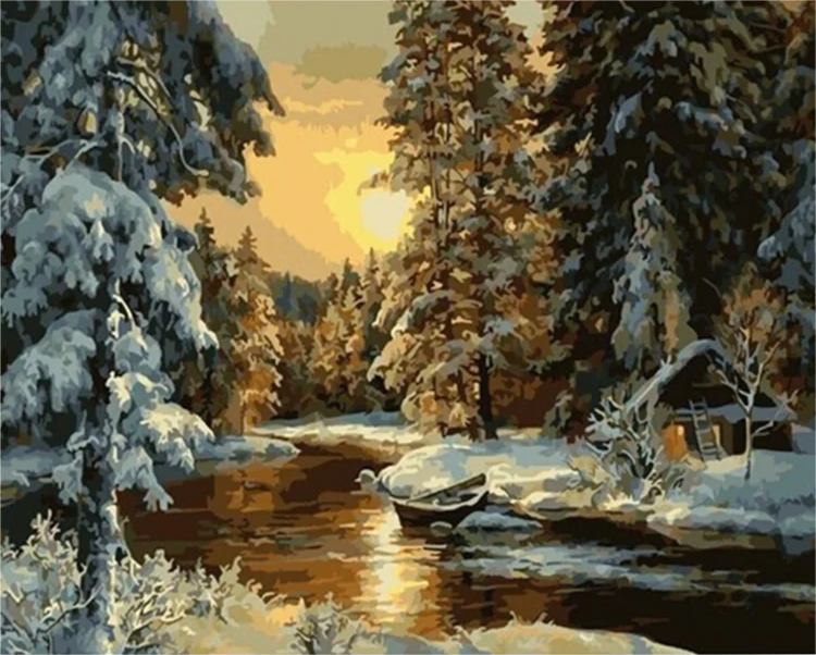 Paint by Numbers Kit Winter Forest