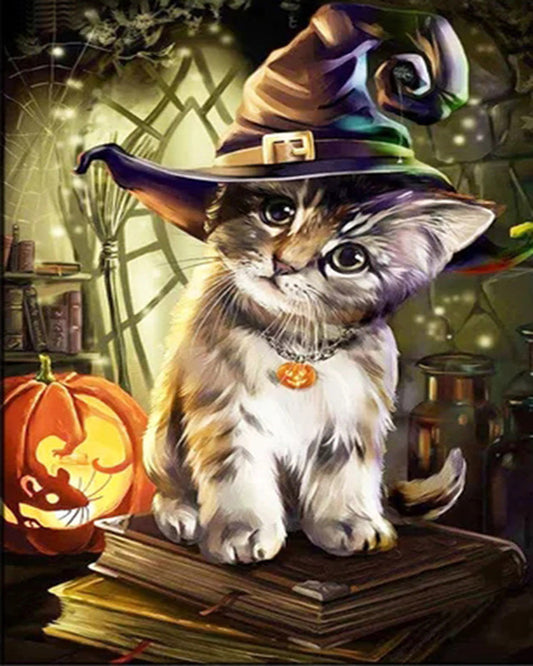 Paint by Numbers Kits Cat Wearing Witch Hat
