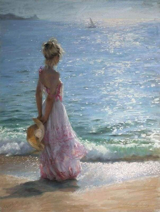 Paint by Numbers Kit Beautiful Woman Looking At The Sea