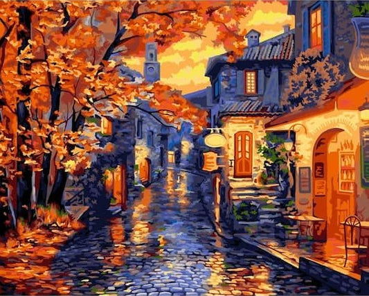 Paint by Numbers Kit Autumn Street Scene