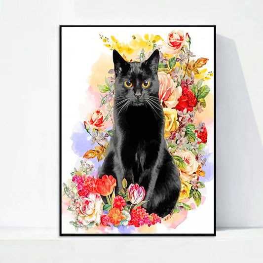 Paint by Numbers Kit Flower Cat