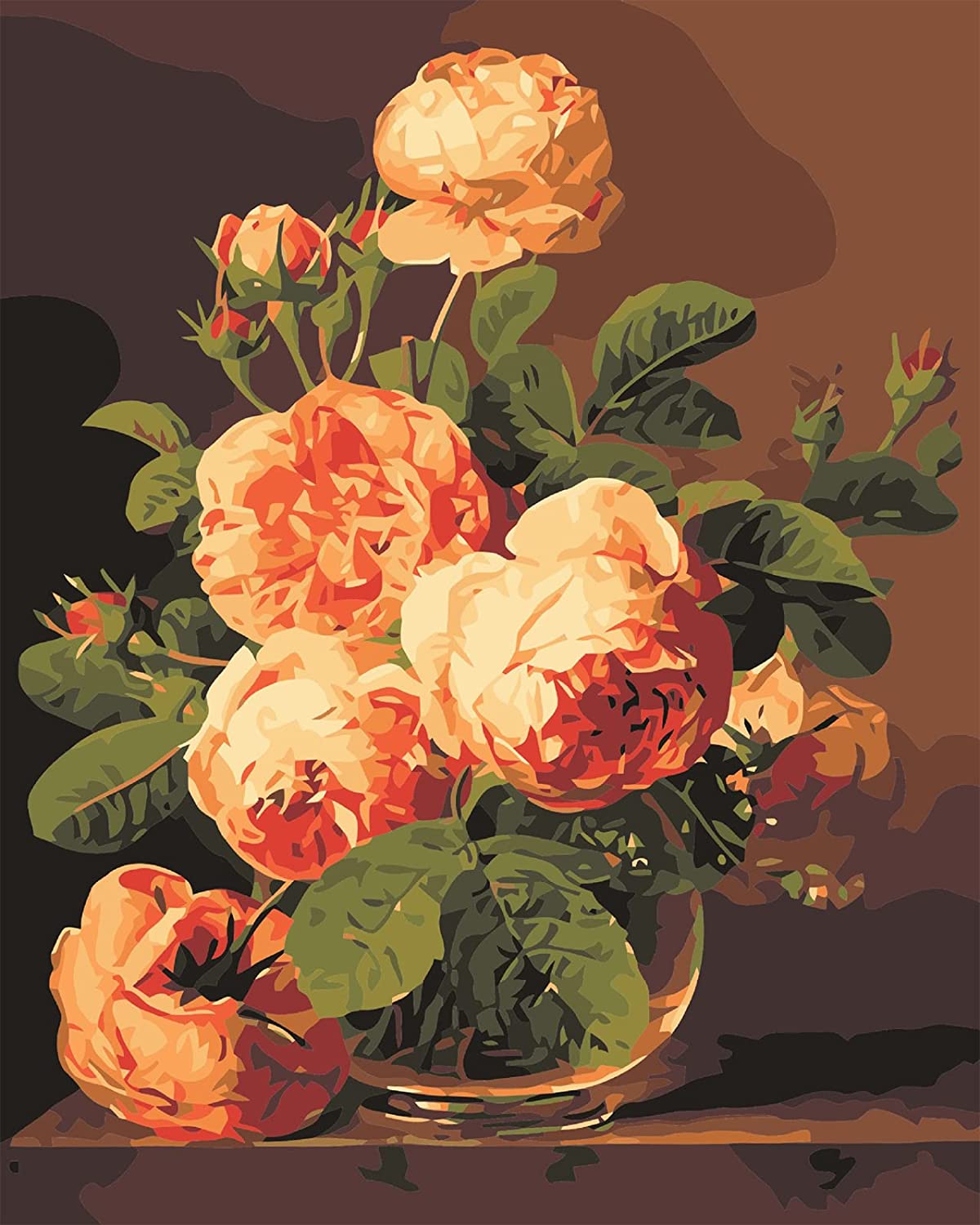 Paint by Numbers Kit Still Life Of Roses In A Glass Vase