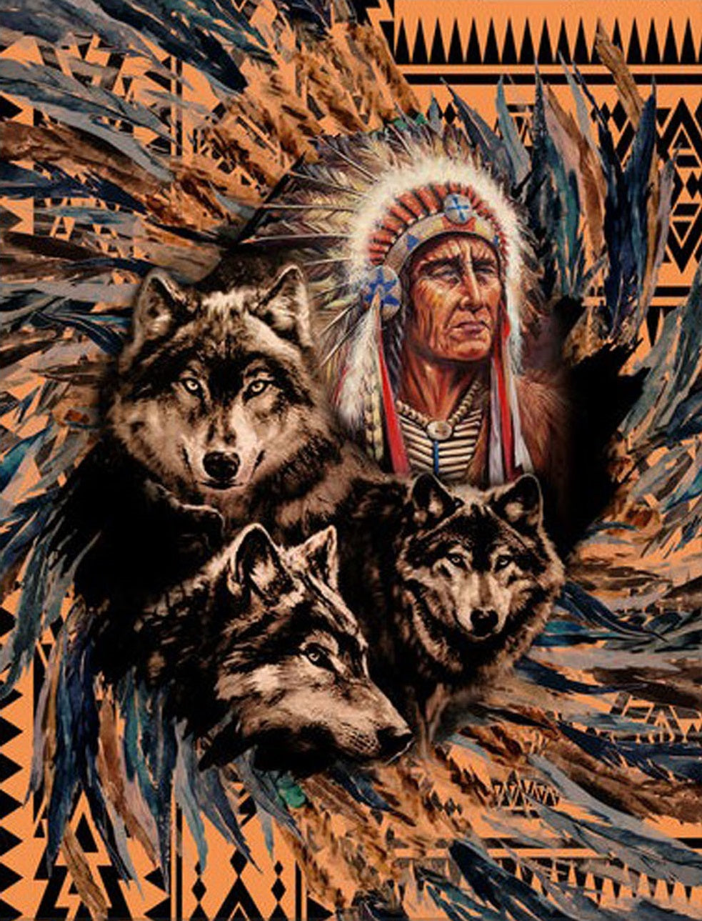 Paint by Numbers Kit Wolfs And Indian