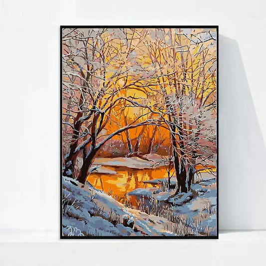 Paint by Numbers Kit Winter Sunset Forest