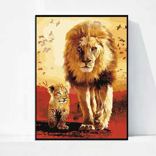 Paint by Numbers Kit Lioness and Cub